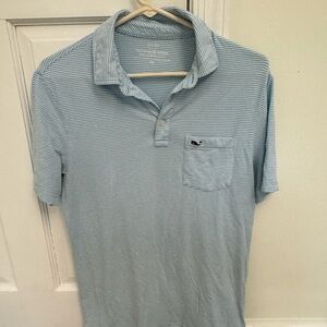 XS super soft vineyard vines blue and white striped polo